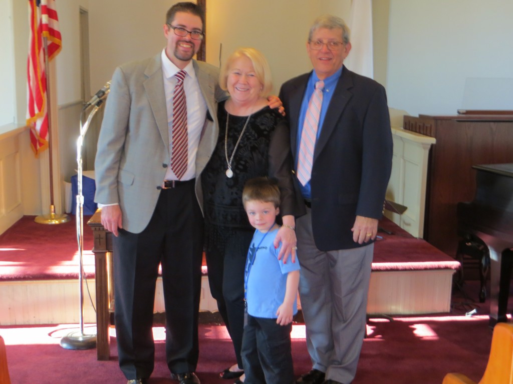 Pastor Jonathan Davis, Urbanna Baptist, Susan McBride, BGAV Congregational Field Staff Coordinator, Eli Davis-son of Pastor Davis, Rev. Eddie Heath, MTBA Director of Missions